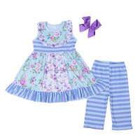 

Girls Coming Home Clothing Set Sleeveless Top Capri Pants Ruffle Floral Kids Outfit