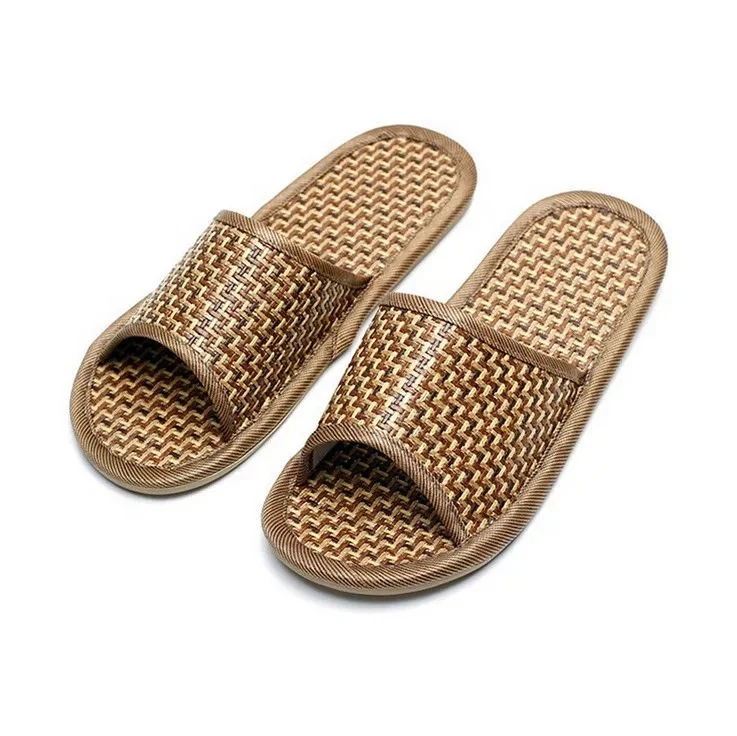 

Summer home hotel eco-friendly woman/man bamboo straw slipper Sandals
