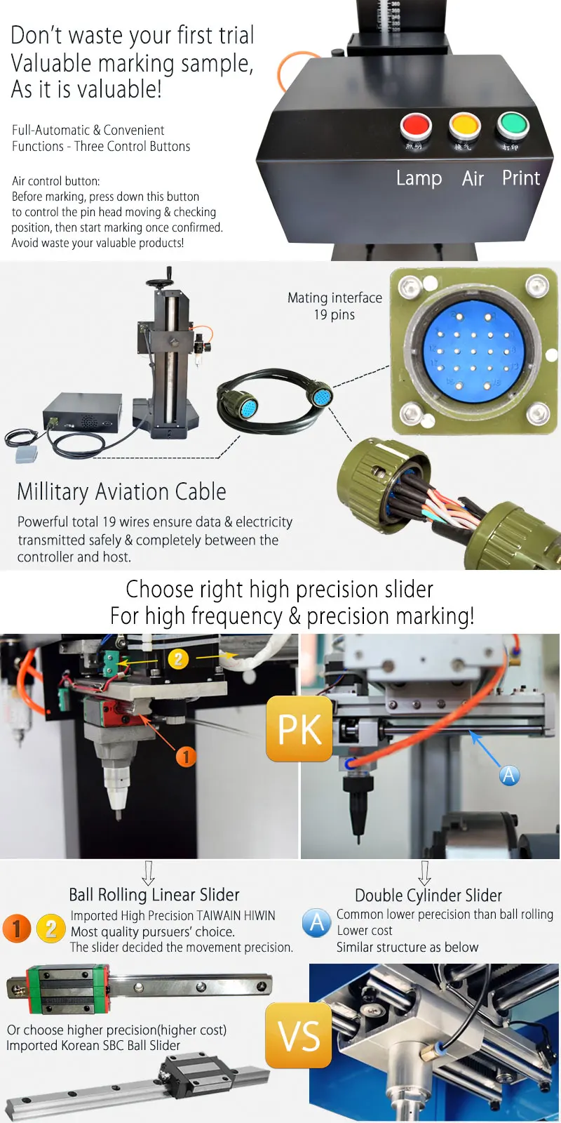 Special Aluminium Die Casting Pneumatic Dot Pin Marking Machine