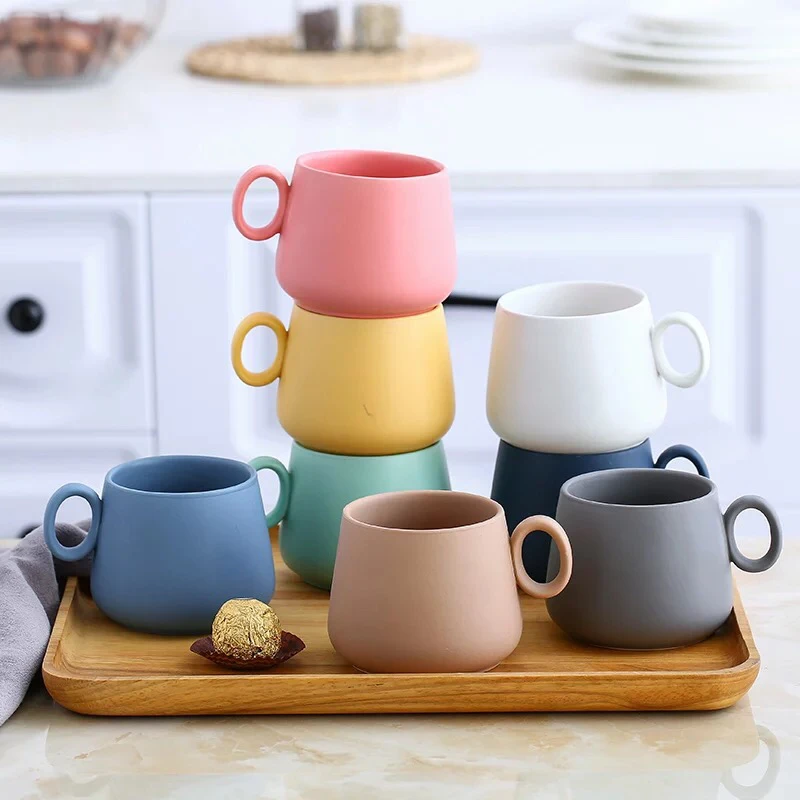 Solid Color Matt Unique Ceramic Soup Mugs Glazed Wholesale 250ml ...