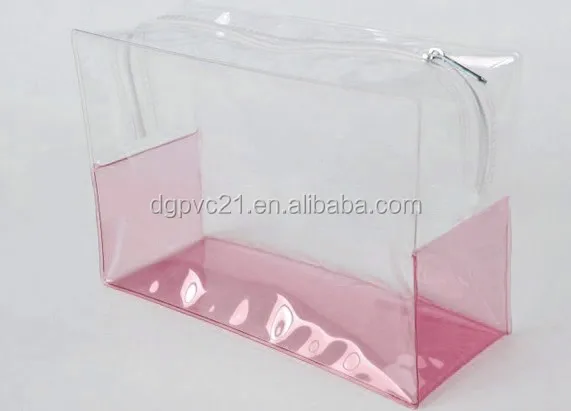 pvc 0.5mm material Pouch Bag Zipper Plastic / Clear Storage / Customized