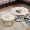 Hot sell Modern luxury tea table set golden stainless steel coffee table with marble tops