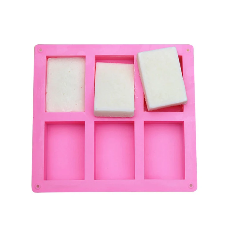 Hottest 6 cavity rectangular silicone soap mold, custom silicone soap molds
