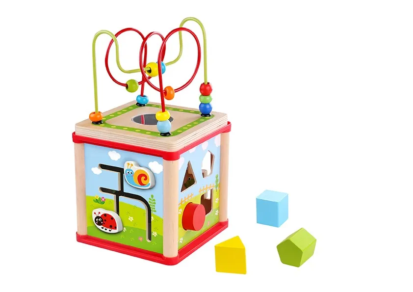 wooden activity cube for kids