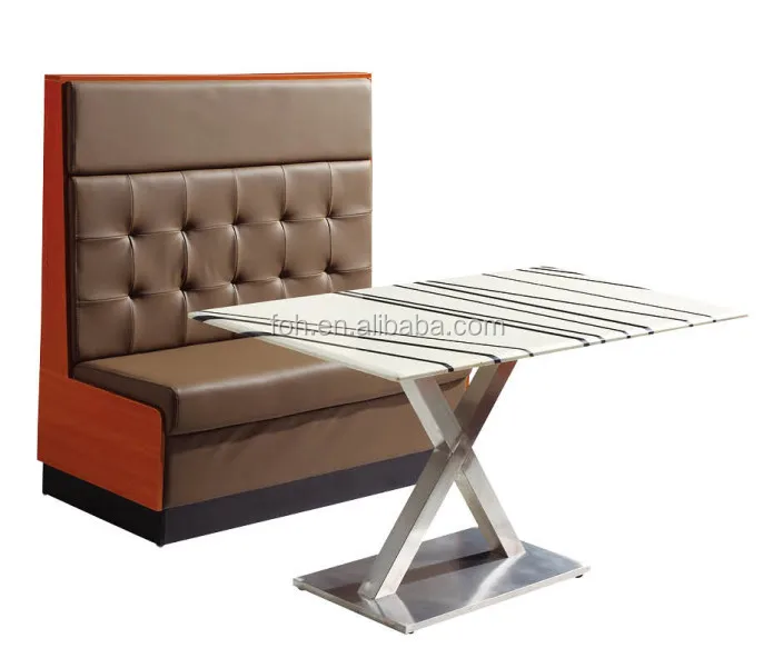 Fast Food Restaurant Coffee Color Pu Leather Sofa Booth And Fast Food Restaurant Coffee Color Pu Leather Sofa Booth And Rectangle Artificial Marble Top Table Foh Cbck16