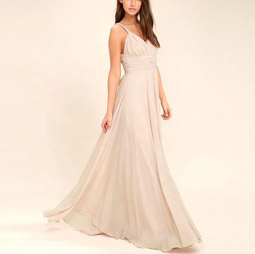 

Custom modern white long chiffon convertible bridesmaid dress from china supplier, Customized