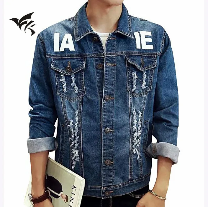 Men Fashion Jeans Jackets Men Clothes Zipper Designer Damaged