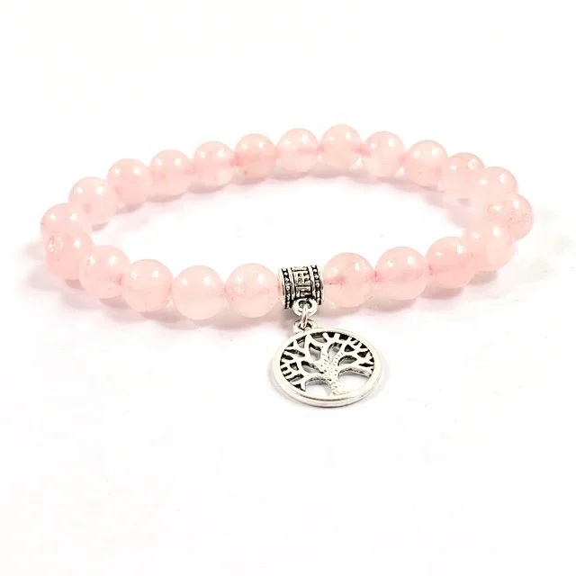 

A Variety Of Gemstone Rose Quartz Amethyst Toumarline Turquoise Aventurine Tree Of Life Bracelet