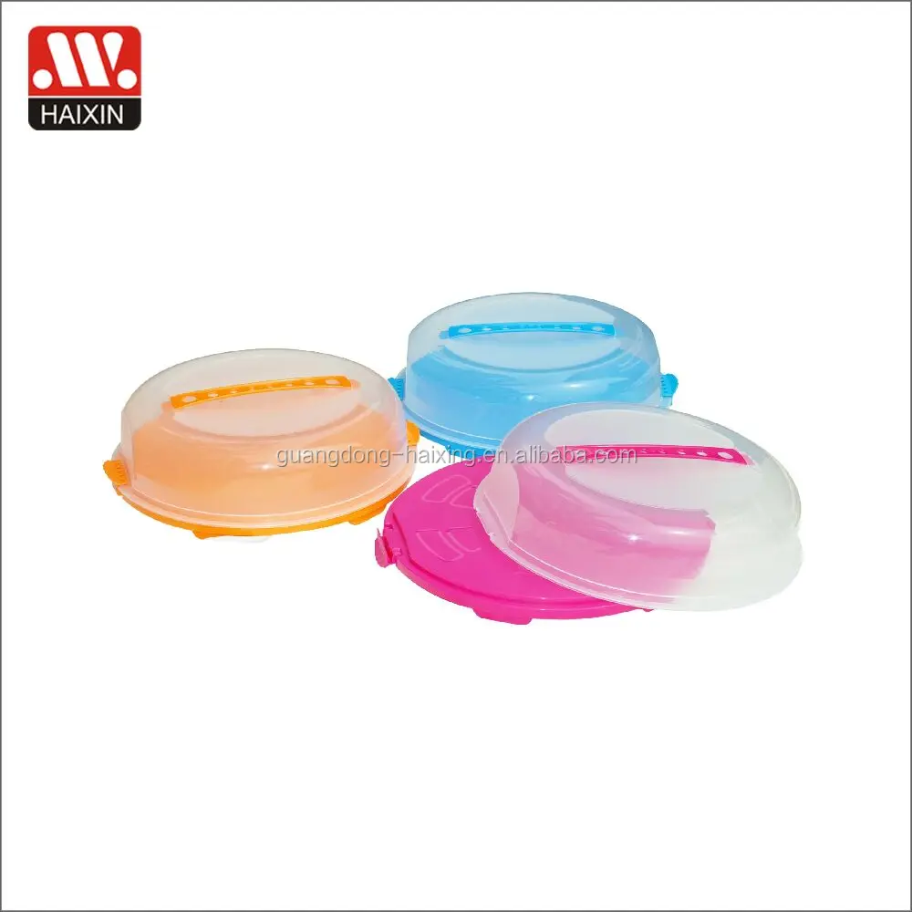 Haixing wholesale cake container with lid and handle plastic cake server plastic cake box kitchen tool