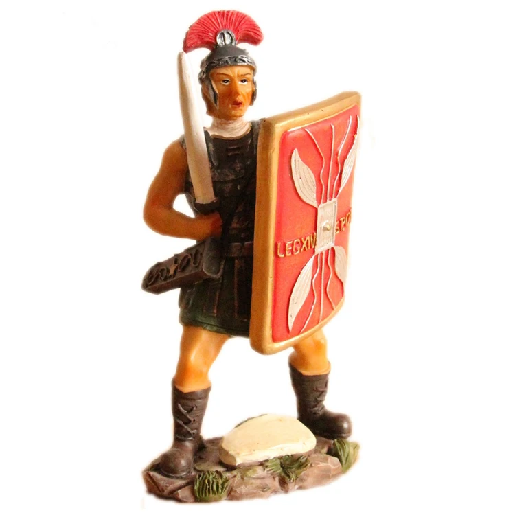 Roman custom size resin warrior statue with shield and spear