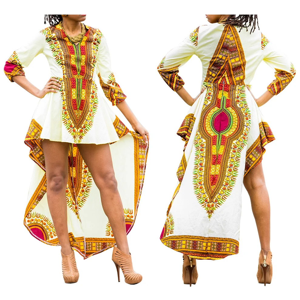 

Wholesale Women Long Sleeve Front Short Long Back Kitenge Dress Designs African Fashion Designs Dress, N/a
