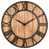Farmhouse Rustic Barn Vintage Bronze Metal & Solid Wood Noiseless Big Oversized Wall Clock (X-Large 24-inch)