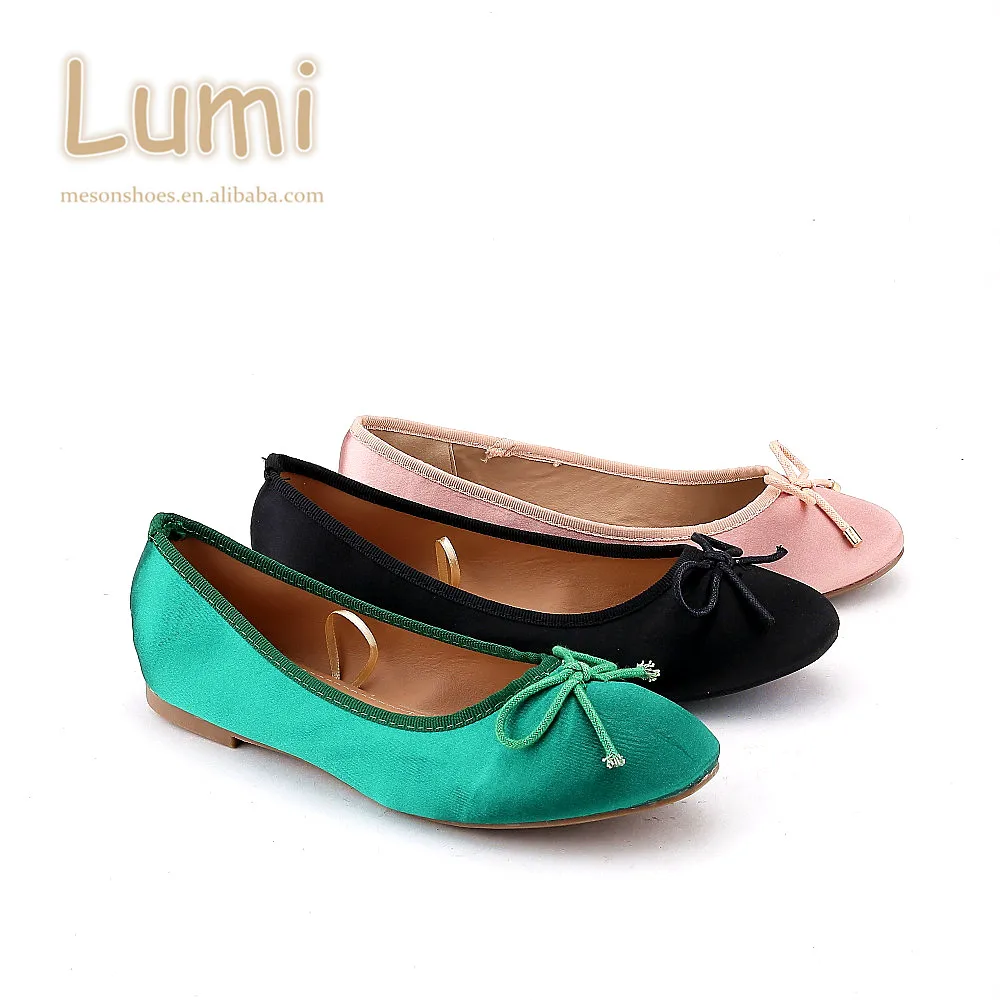 M17-52021 (18)China Shoe Factory Bright Satin Fabric Upper Ladies Soft Ballerina Flat Shoes.JPG