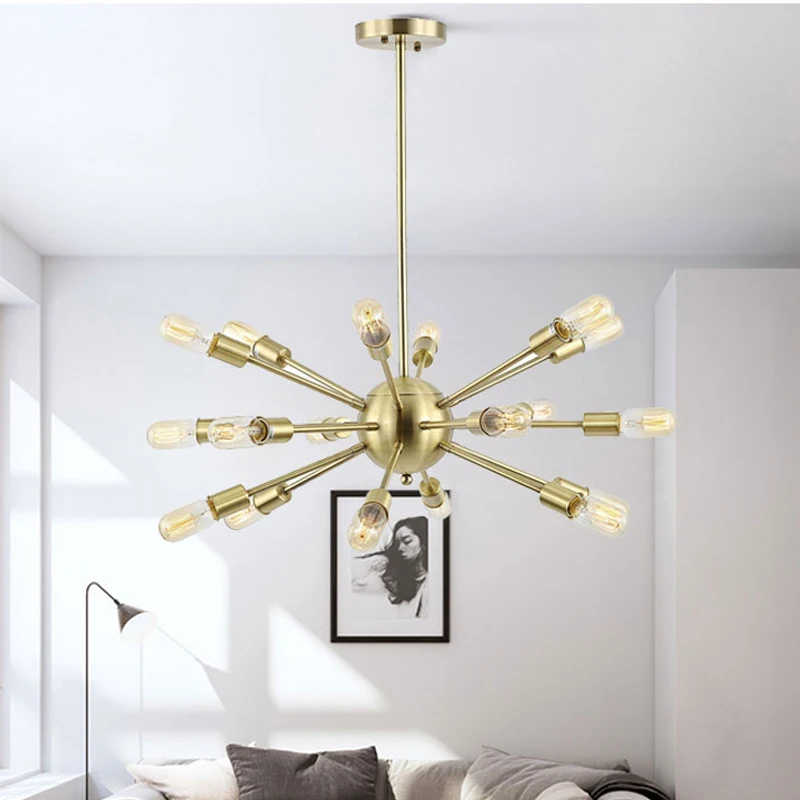
Home Lighting Vintage Industrial Decorative Satellite Spider Sputnik Chandelier Pendant Light Iron Modern bedroom Lamp 