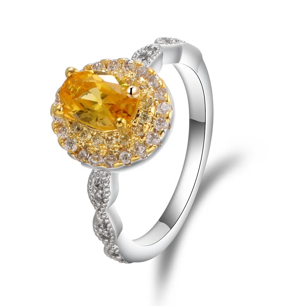 

Vanever Yellow Stone Simple Tungsten Ring Woman Diamond Engagement Ring 925 Sterling Silver Ring, N/a