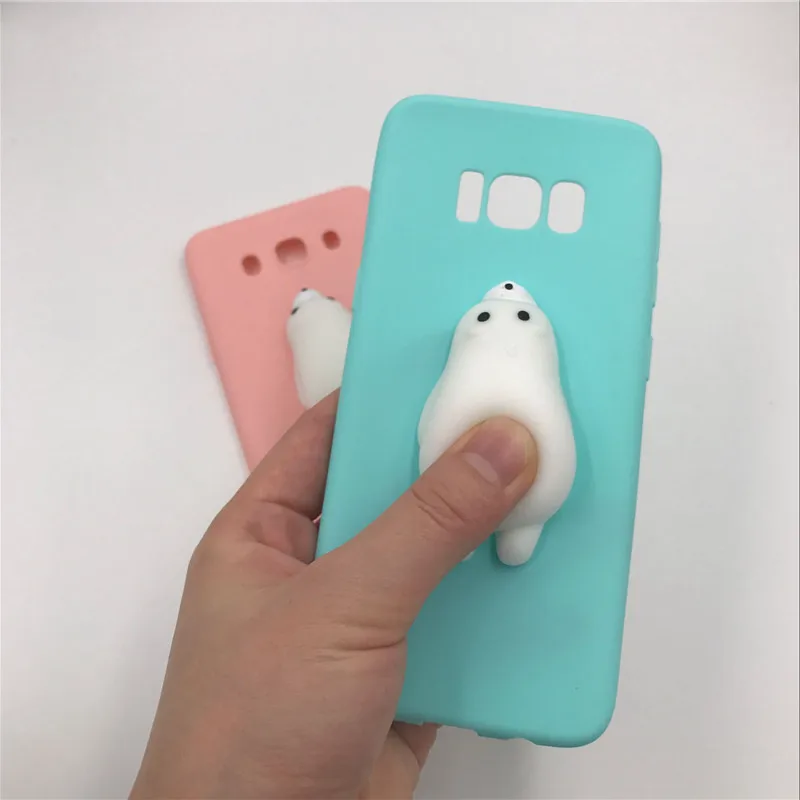 

For iPhone 6 Cases 7plus Lovely 3D Cute Cat Sea Lion Silicon Squishys Phone Case For Samsung galaxy S8 S7edge A7 2017 2016 cover