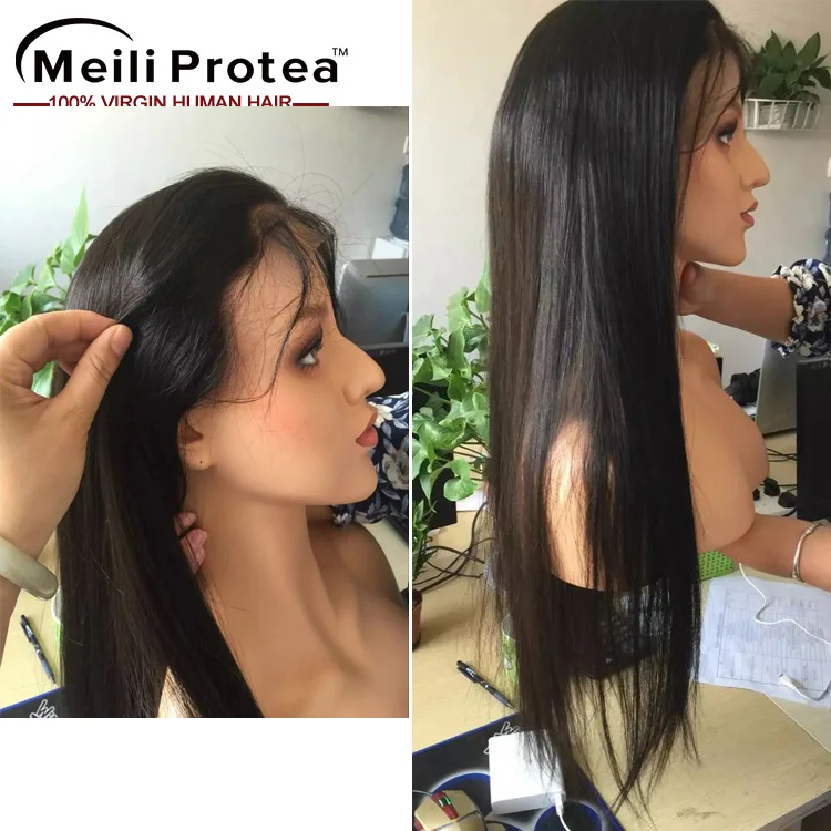 

2016 Unprocessed Brazilian Virgin Full Lace Human Hair Wig, Wholesale Human Hair Full Lace Wig with Baby Hair, Natural color or can be dyed