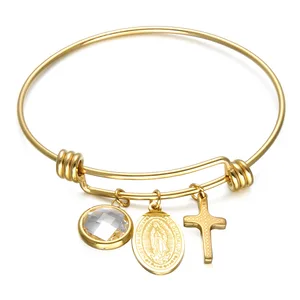 Wholesale custom gold stainless steel alex extensible wire bracelets and ani bangle blank