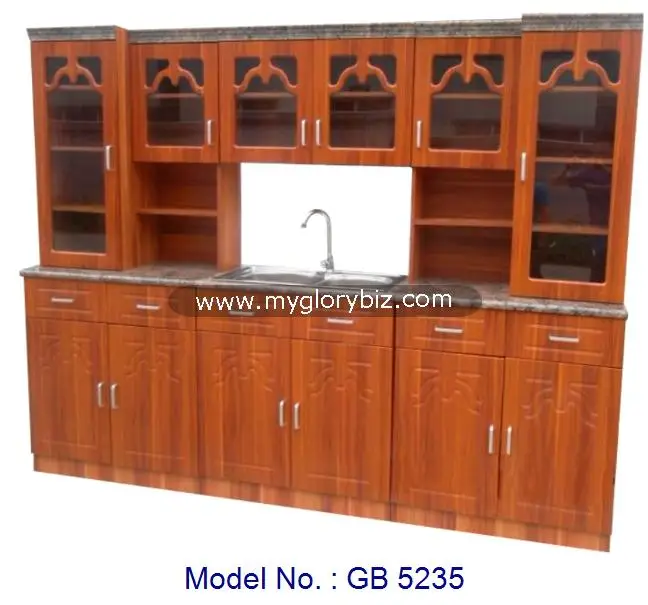 Wooden Mdf Pvc Kitchen Cabinet Set With Stainless Steel Sink