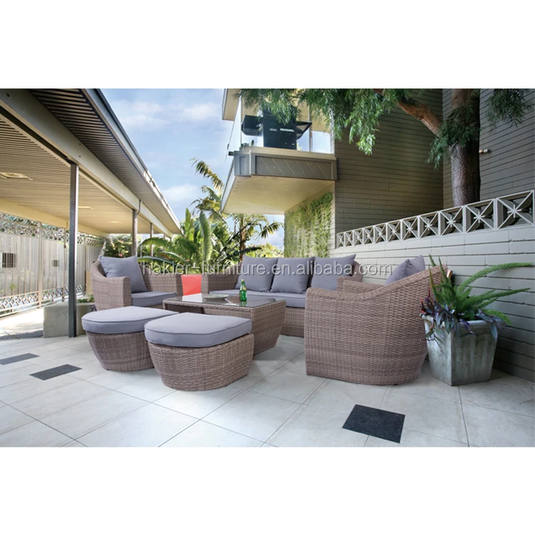 
6pcs aluminum outdoor patio wicker sofa set PE rattan cane wicker patio furniture clearance bistro 