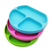 

BPA free eco friendly custom print logo kids toddler divided bowls dish food feeding silicone baby plates with suction