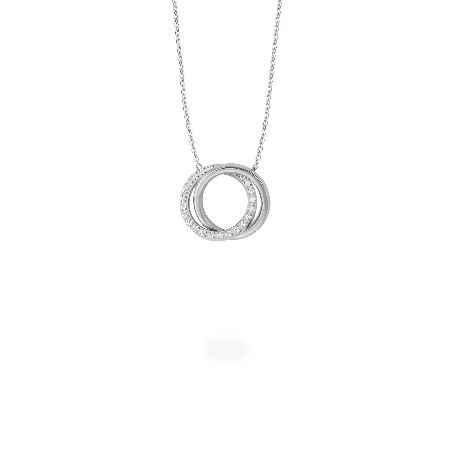 Custom fashion gold silver stainless steel circle pendant necklace double rings necklace jewelry