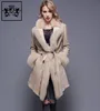 Fashion Winter Warm Real Soft Fox Fur Collar Trim Cuff Sheep Fur Jacket, Genuine Lambskin Leather Coat Women