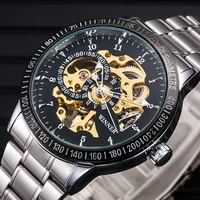 

WINNER 273 Luxury Brand Fashion Casual Retro Vintage Stainless Steel Men Mechanical Watch Skeleton For Men wristwatches 2019