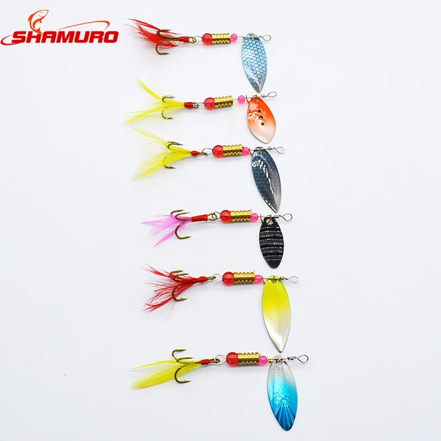 

Free Sample 5.4cm 3.5g Spinner Paillette Metal Spoon With Feather Bait Fishing Lure, As picture