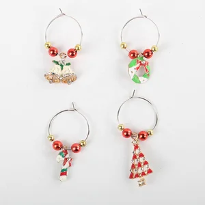 Image of Wholesale Christmas home and party goblet Zinc Alloy ring Cork wine glass charm