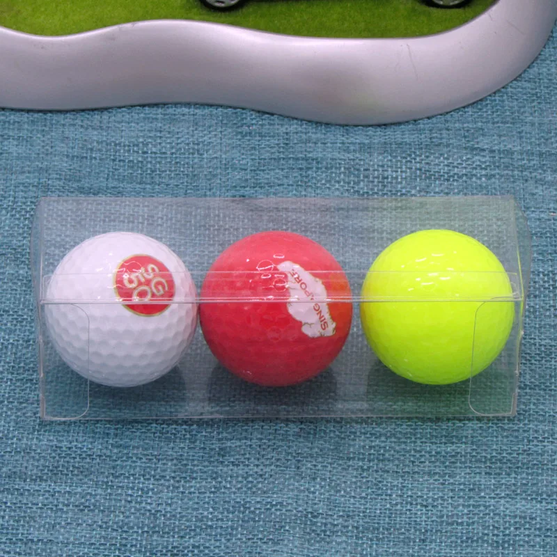 

transparent 3 piece clear pet square pop Golf gift box plastic storage tube packaging with lids for balls