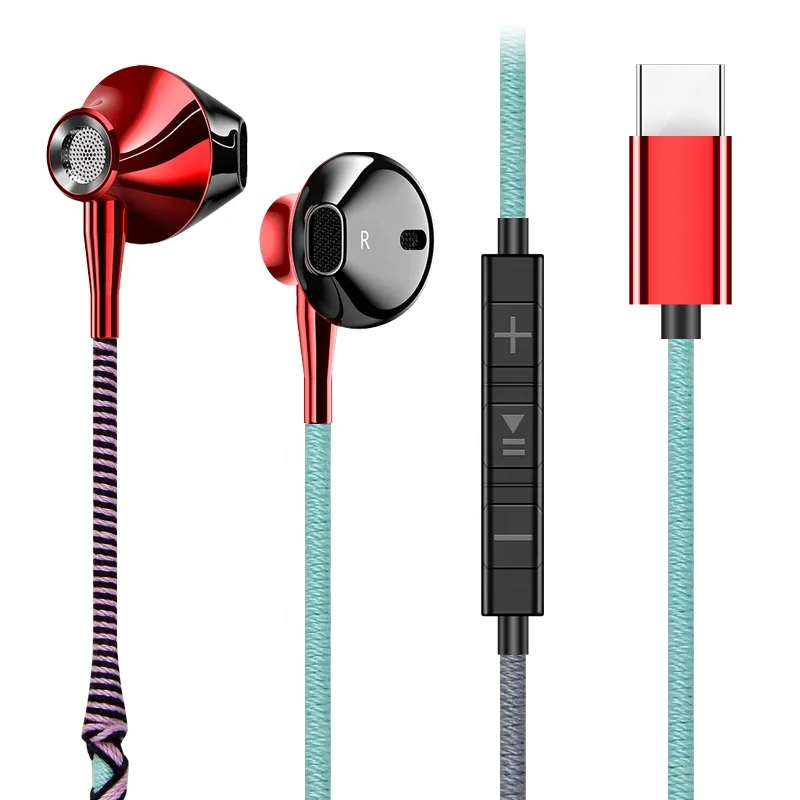 

URIZONS For XIAOMI MI Earphone with Mic for HUAWEI Mate10 USB-C Headphone Handmade Rope Wrapped TYPE C Earphones Headset, Can be customed