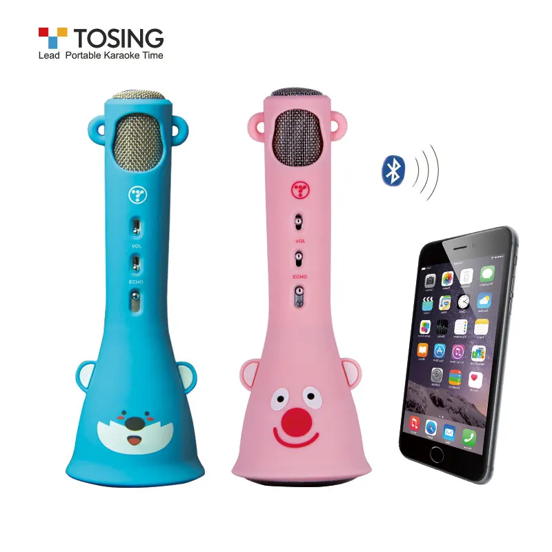 TOSING Kids Wireless Karaoke Microphone Bluetooth Speaker Soft Jacket Design Cute Models Early Learning Kids Girl Birthday Gift