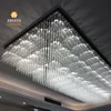 Simple 3 Layers Hotel Lobby Rectangular Glass Rod Modern Flush Mounted Ceiling Lamp
