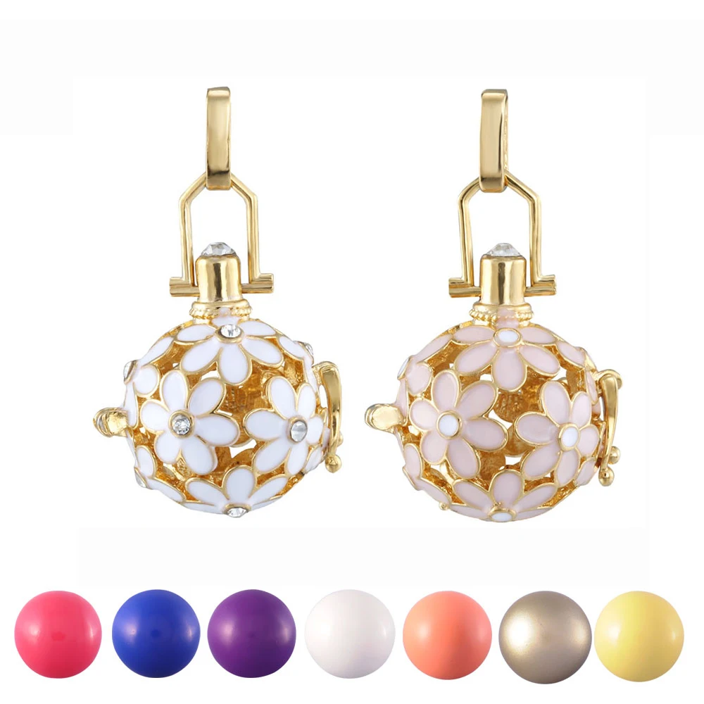 

Cubic Zirconia Aromatherapy Gold Plated Enamel Flowers Essential Oil Diffuser Necklace Jewelry, Gold plated/silver plated
