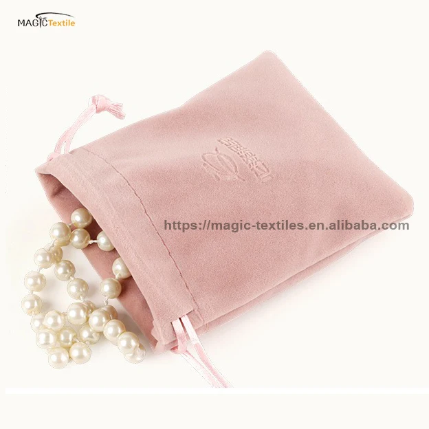 

Magic Textile Custom Logo Drawstring Bracelet Jewelry Packaging Velvet Pouch, Customized color