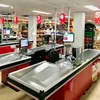 2017 new design factory selling cash register stand supermarket checkout counter with conveyor belt