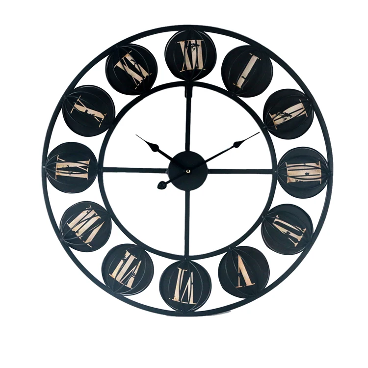 Large Retro Modern Moving Gear Revolving Mechanical Gear Wall Clocks