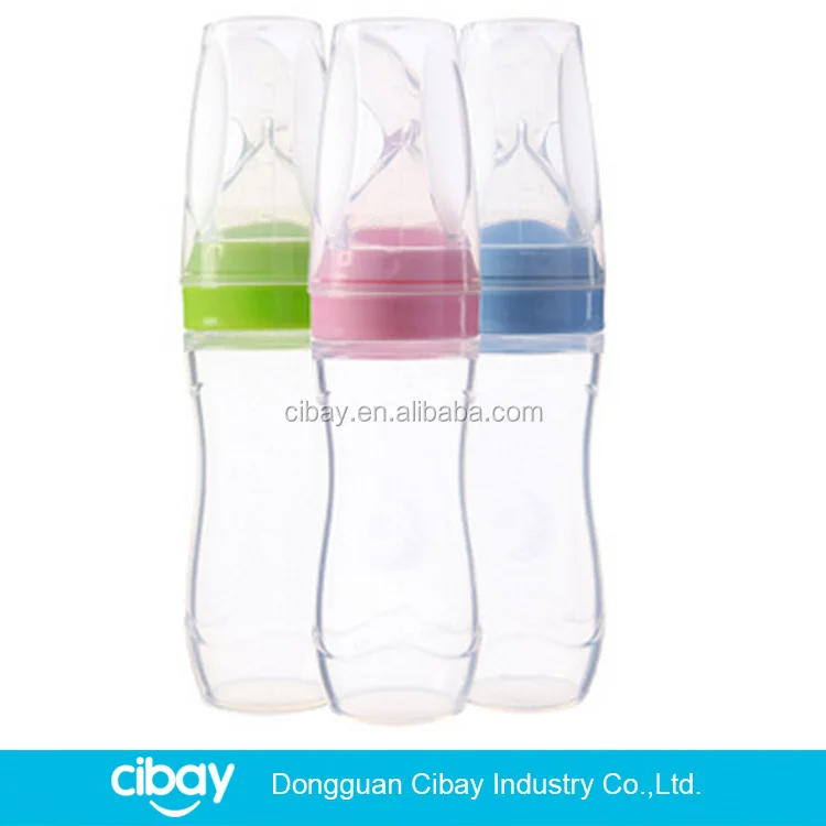 Oem Silicone Feeding Bottle Baby Feeder Baby Bottle With Spoon