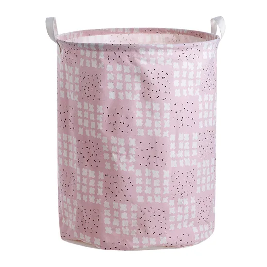 China Supplier logo printing custom cartoon cotton linen fabric pe waterproof craft laundry basket