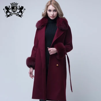 plus size wool coat with fur collar