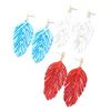 ed02119d Moda Bijoux Bohemian Spring 925 Silver Post Gold/Rose Gold Colorful Acrylic Hollow Palm Leaf Shape Statement Earrings
