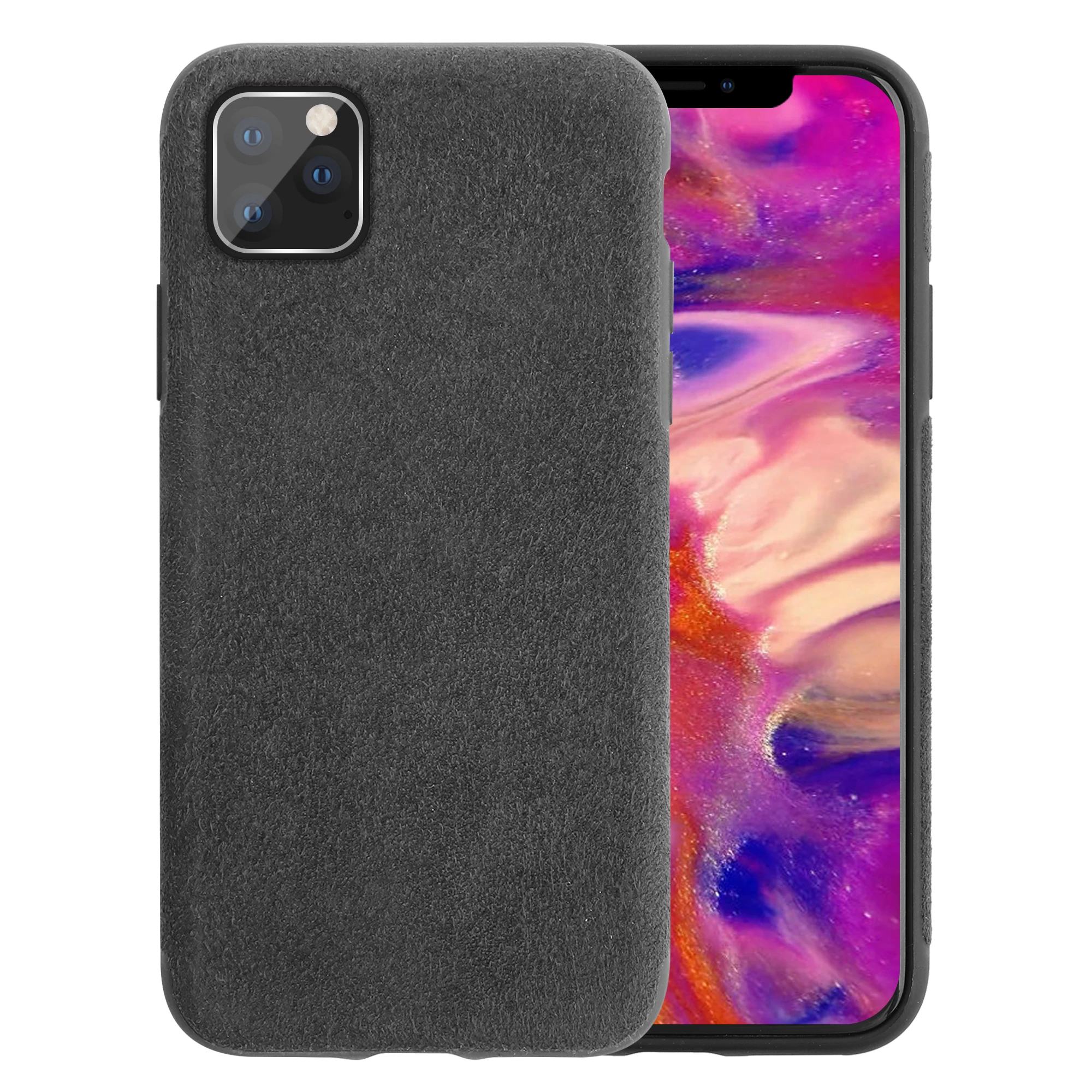 

Wholesale Amazon Hot Selling Suede Phone Case For iPhone 11 5G, Black;grey