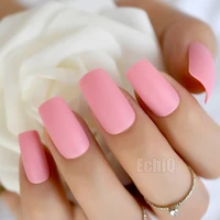 

Cream Pink False Nails Medium Square Matte Fake nails Artificial nail tips ABS Nail Supplier