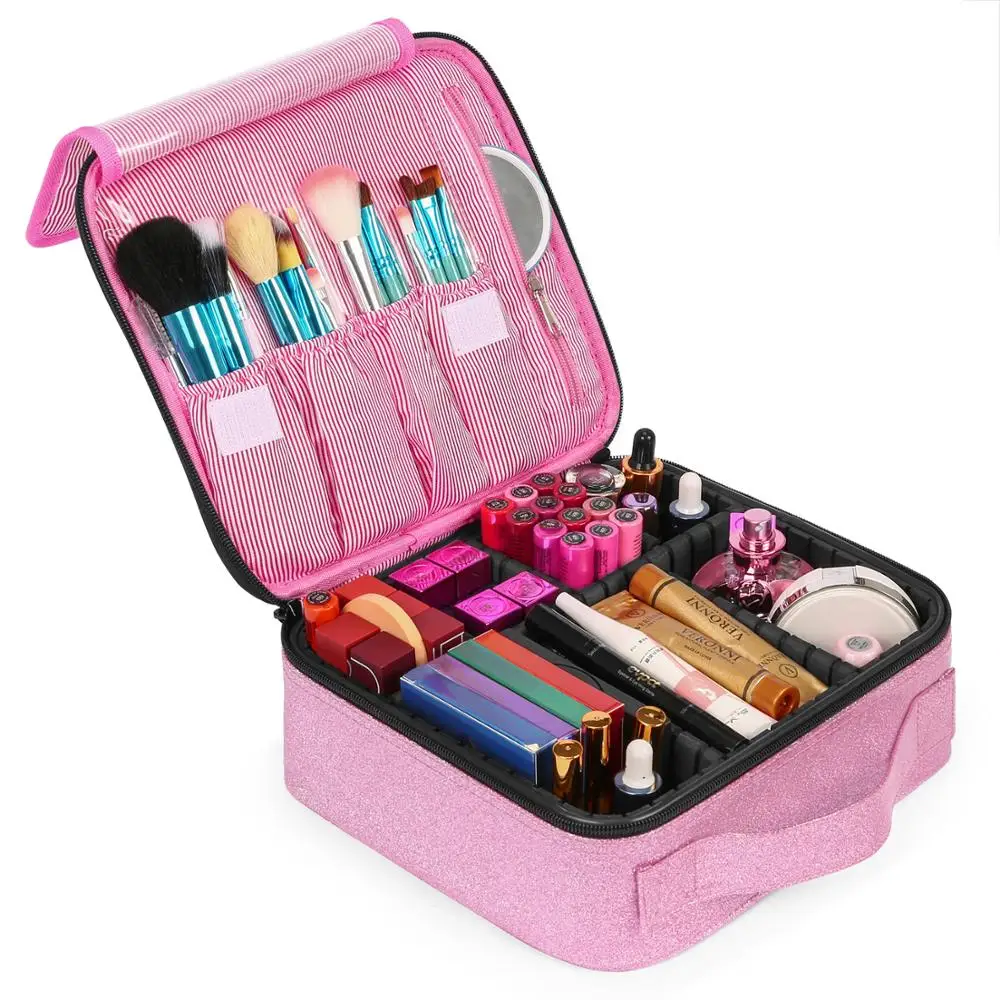 

Lokass Large Capacity Portable Make Up Case Makeup Bag Organizer Cosmetic Beauty Case For Women, Gold, sliver, etc