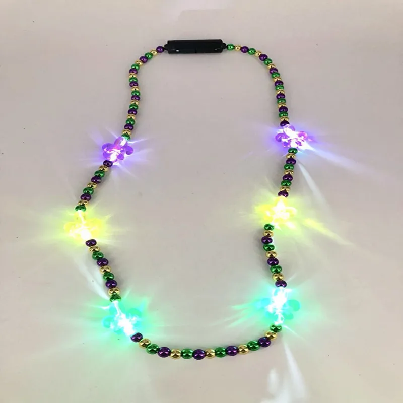 Hot Promotional Led Flashing Mardi Gras Bead Necklace Flashing Party