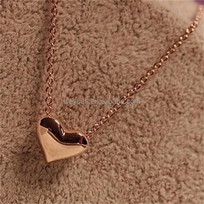 

New Trendy Hot Sale Classic Women Gold Heart Bib Link Chain Pendant Necklaces Cheap Women Necklace Jewelry
