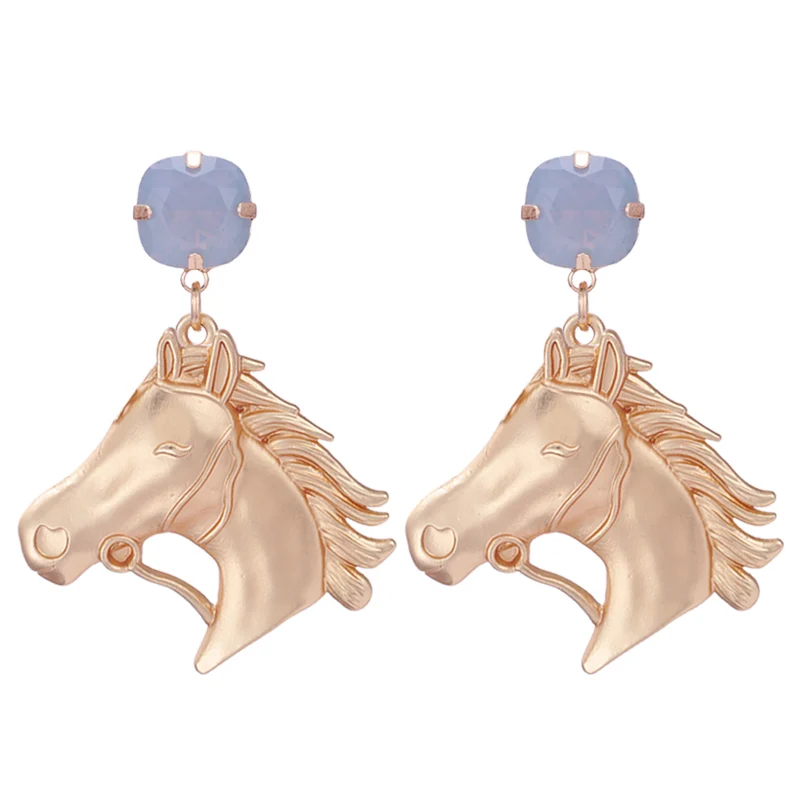 

Sehuoran Zinc Alloy Horse Heads Matte Gold Drop Earrings For Woman Statement Earrings Pendientes Oorbellen Gifts Jewelry Hotsale