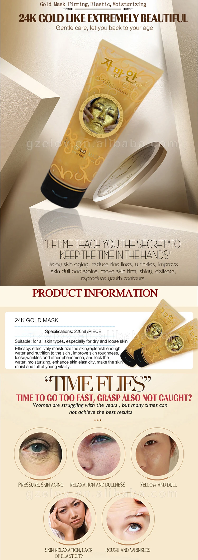 24k Gold Pure Luxury Lift & Firm Hydrating Facial Mask/gold Collagen