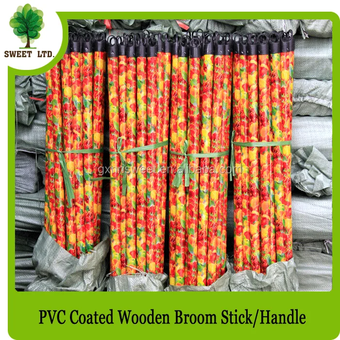 Sweep Floor Machinery Make Broom Pole Plastic Cover Broom Wooden